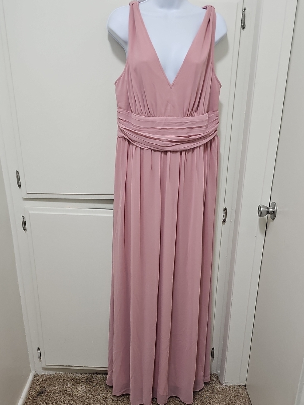 Ever Pretty Dusty Rose V-Neck Sleeveless Maxi Gown